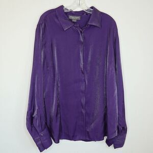 Working Classics Design & Co Button Down Shirt Iridescent Purple Size 24